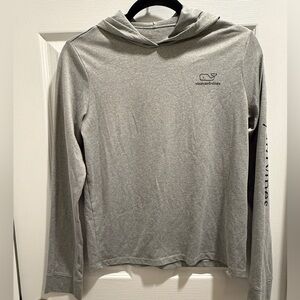 Juniors Size L Vineyard Vines Performance Hooded Gray Top Long Sleeve
